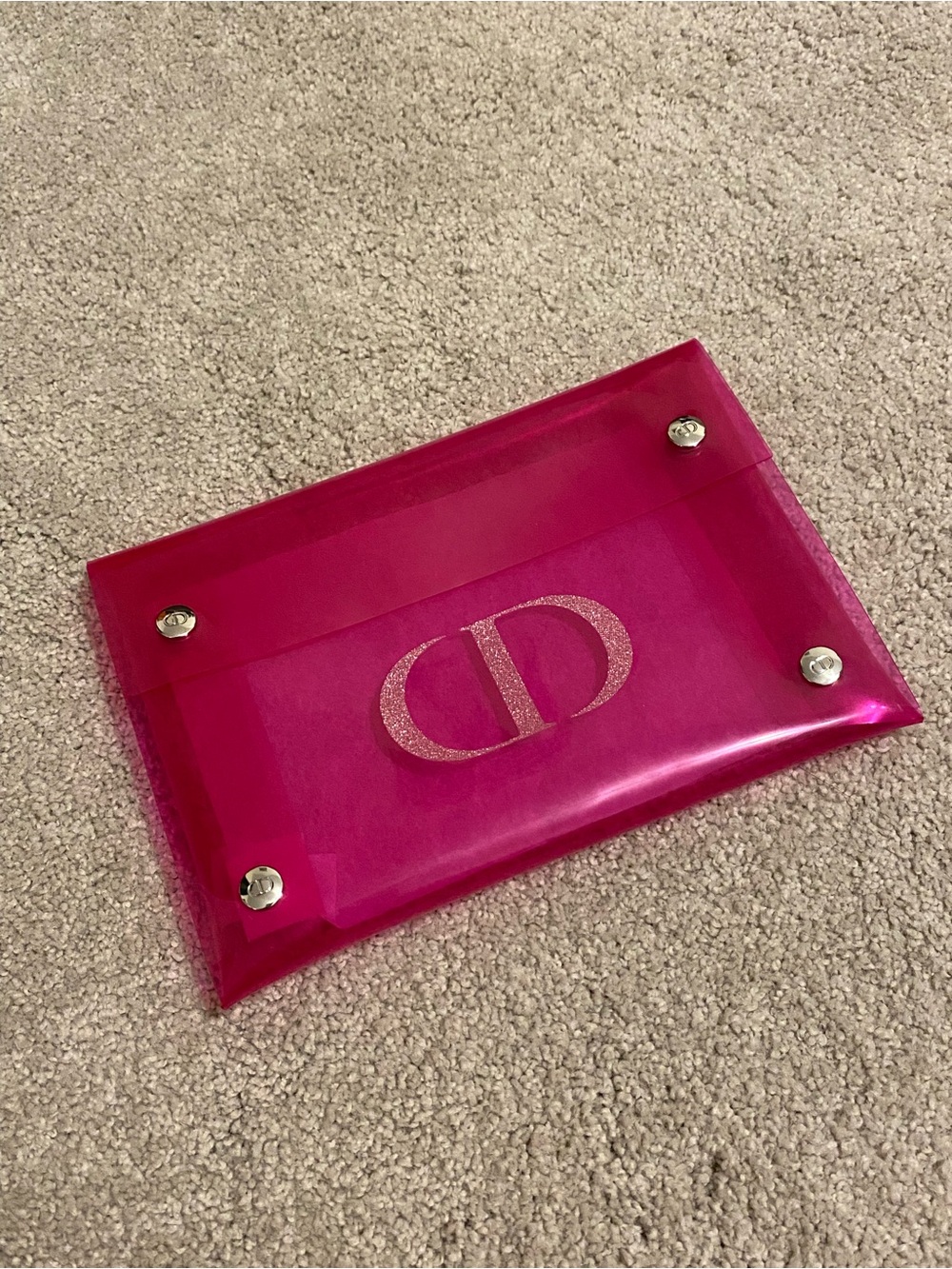 Christian Dior Perfume Glitter PVC Translucent Pink Trousse Pouch Bag